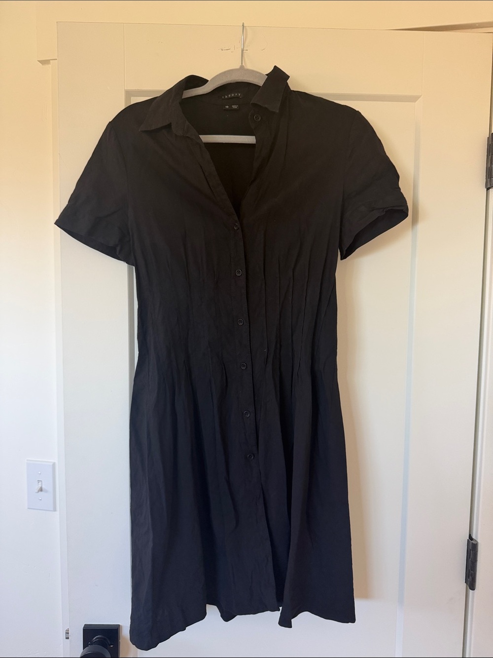 Theory Black Short-Sleeve Button Dress